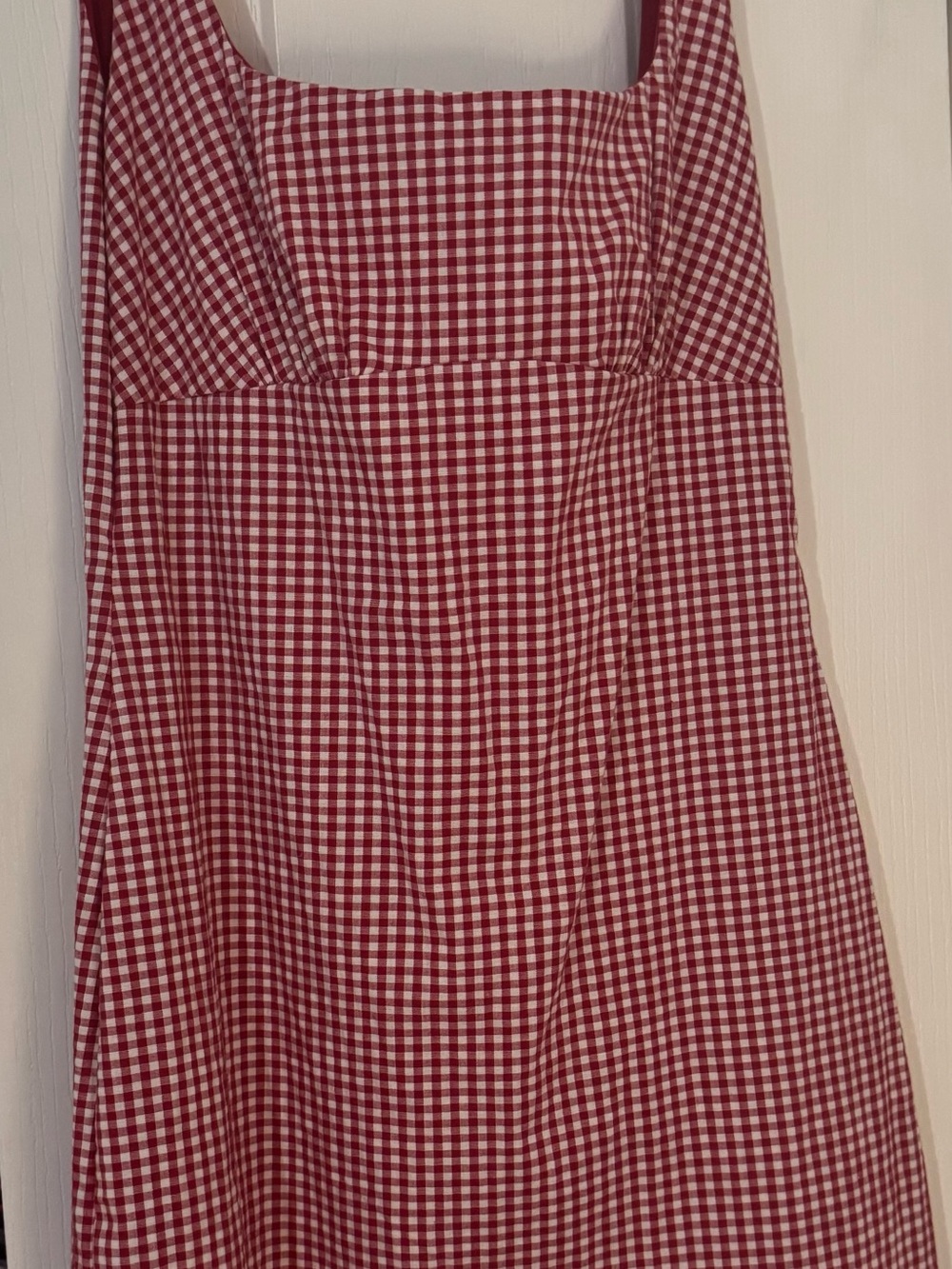 Vestique Red Gingham & Solid Red Sleeveless Dress - Picture 3 of 6
